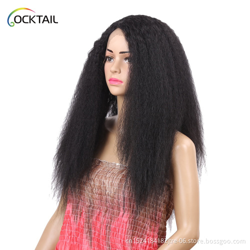 High temperature fiber yaki tangle free synthetic lace wig, kinky straight synthetic wig